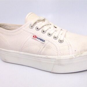 Superga Off-White Canvas Lace-Up Sneakers